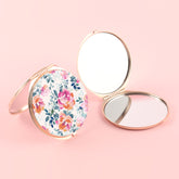 Fashionable Round Makeup Mirror, Two-Color Gold and Silver, PU Eco-Friendly Design, HD 60*60mm Mirror,Seven Unique Patterns, A Glimpse of Elegant Life in One Mirror